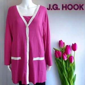 J.G. HOOK Fushia 2 pcs. Long Cardigan Sweater 1X